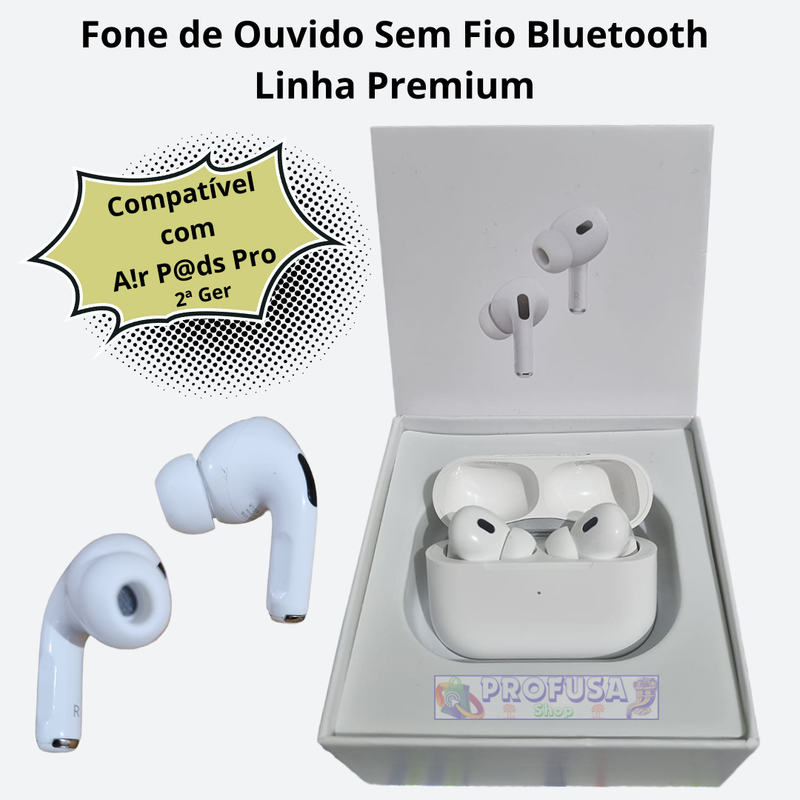 Fone de ouvido Bluetooth Premium - Compatível com A!rP@ds Pro 2