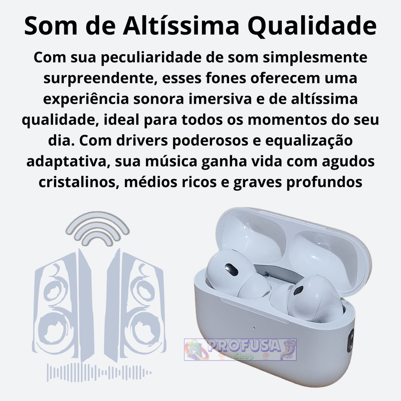 Fone de ouvido Bluetooth Premium - Compatível com A!rP@ds Pro 2